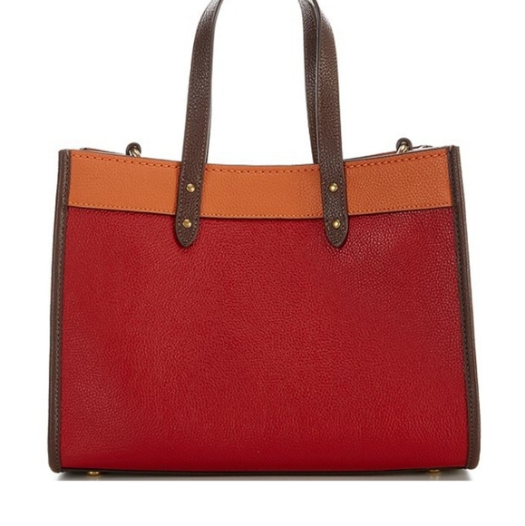 Coach Field Signature Colorblock Pebble Leather Tote Bag - Picture 2 of 9